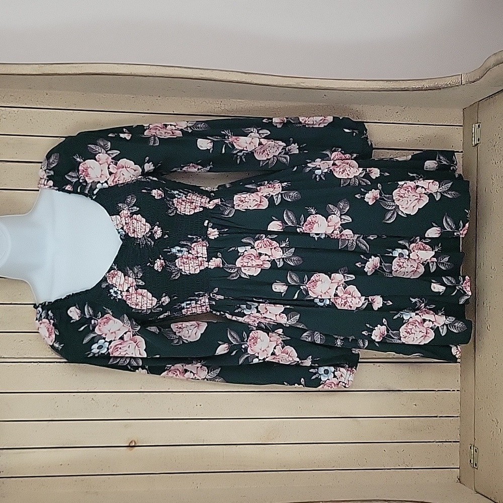 Dark green floral dress